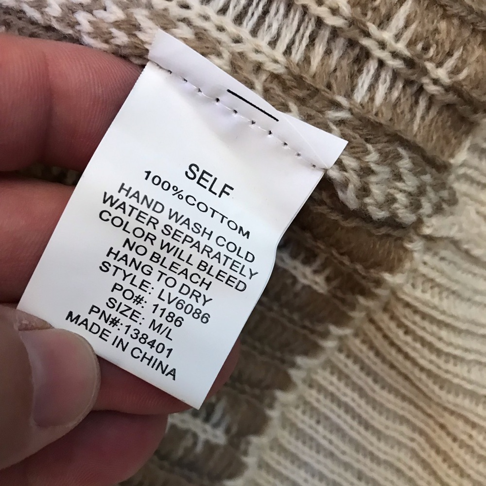 LLove Long Cardigan Sweater Womens Size Medium Large Beige Peach Open Front Knit - Picture 9 of 12